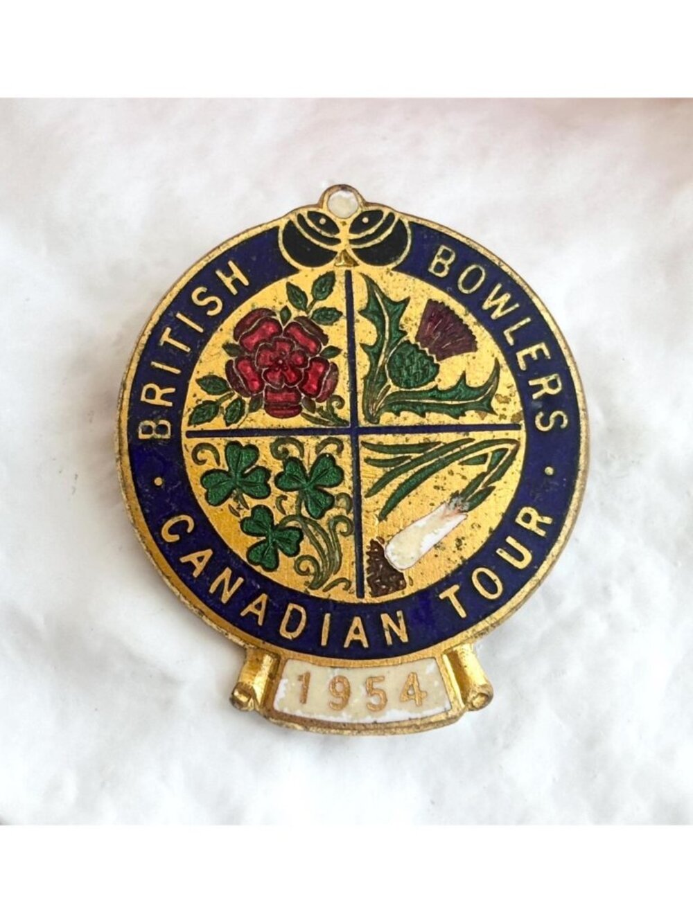 British Bowlers Canadian Tour 1964 Enameled Gold Toned Brooch | Lapel Pin